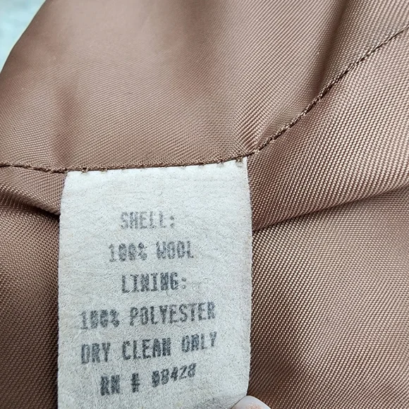 Vintage DonnyBrook Tan Camel Double Breasted Wool Belted Coat Size 14 - Picture 7 of 12